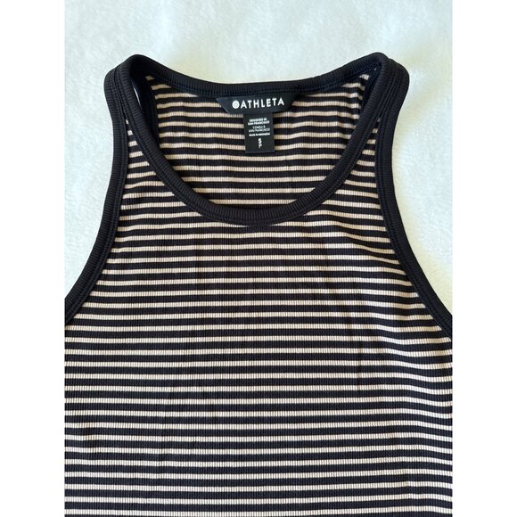 Athleta Signature Rib Tank Brown/Black Stripe size Small - Picture 3 of 4